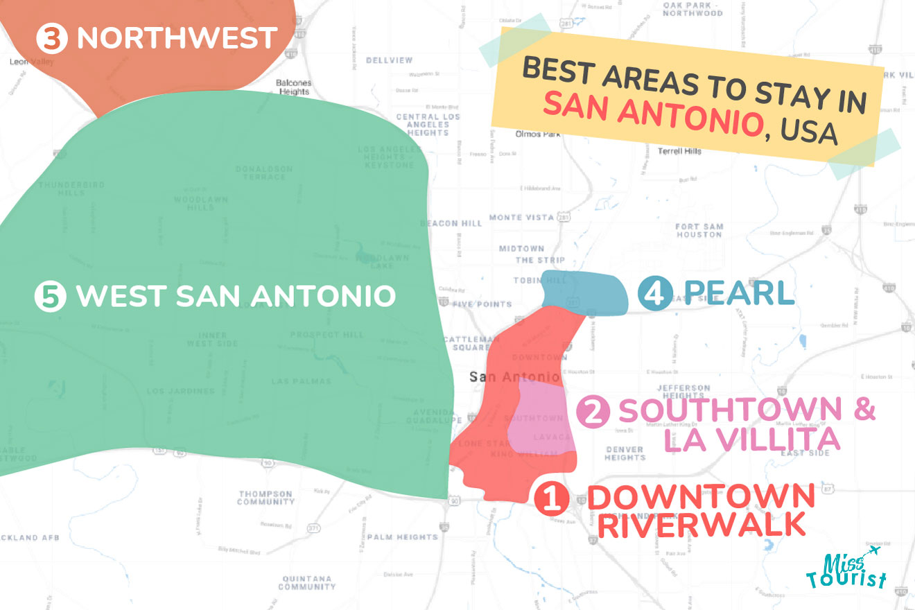 Map of best places to stay San Antonio